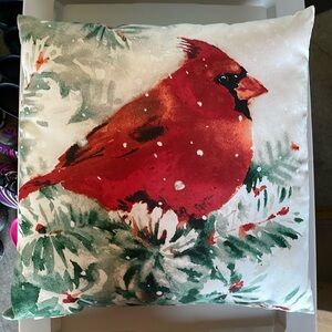 Cardinal holiday pillow